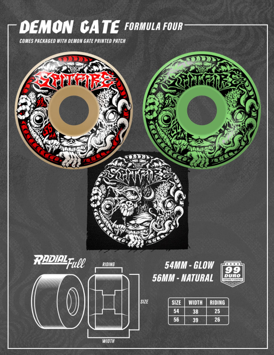 Spitfire F4 99D Radial Full Demon Gate Wheels - Glow In The Dark