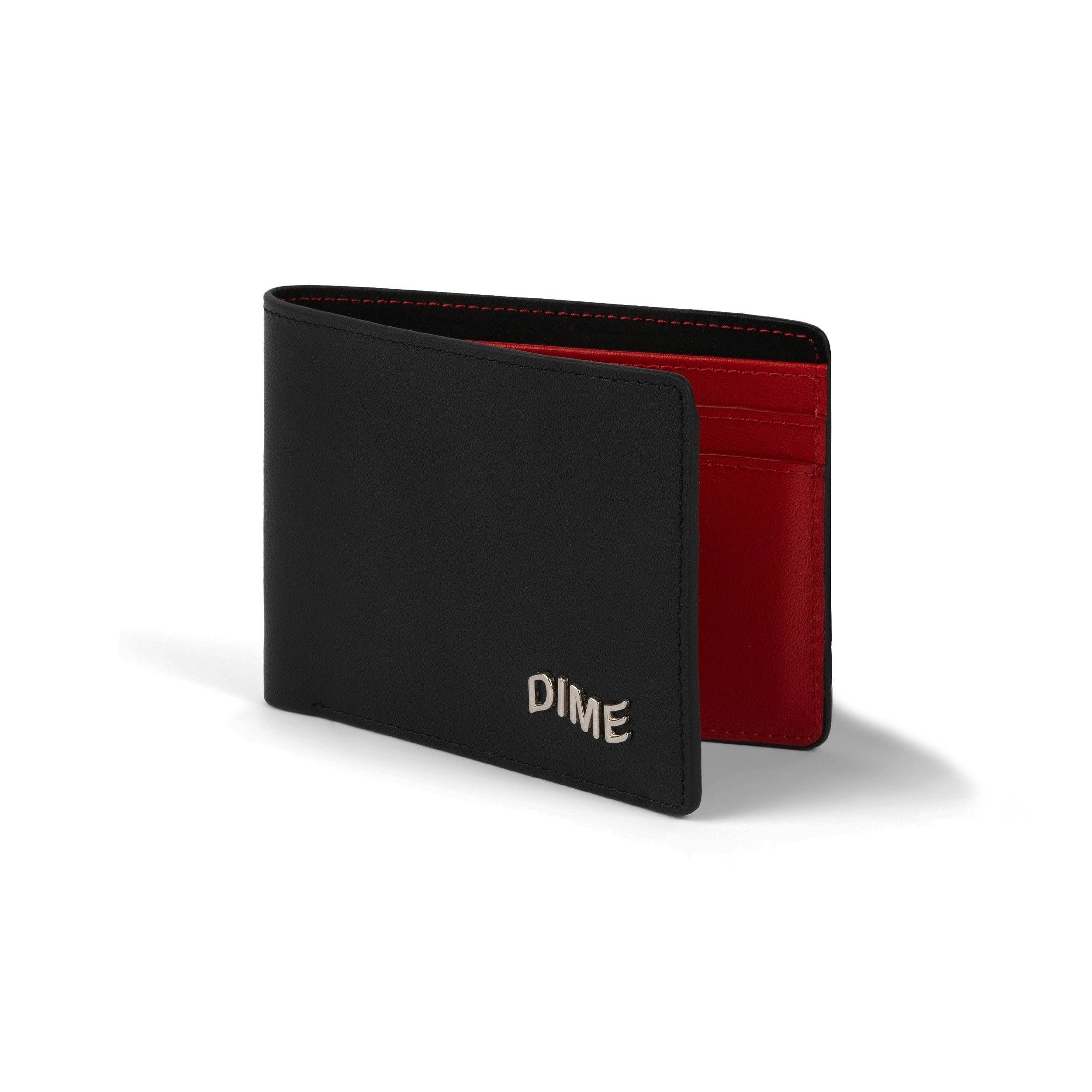 Dime Leather Bifold Wallet - Black/Cherry