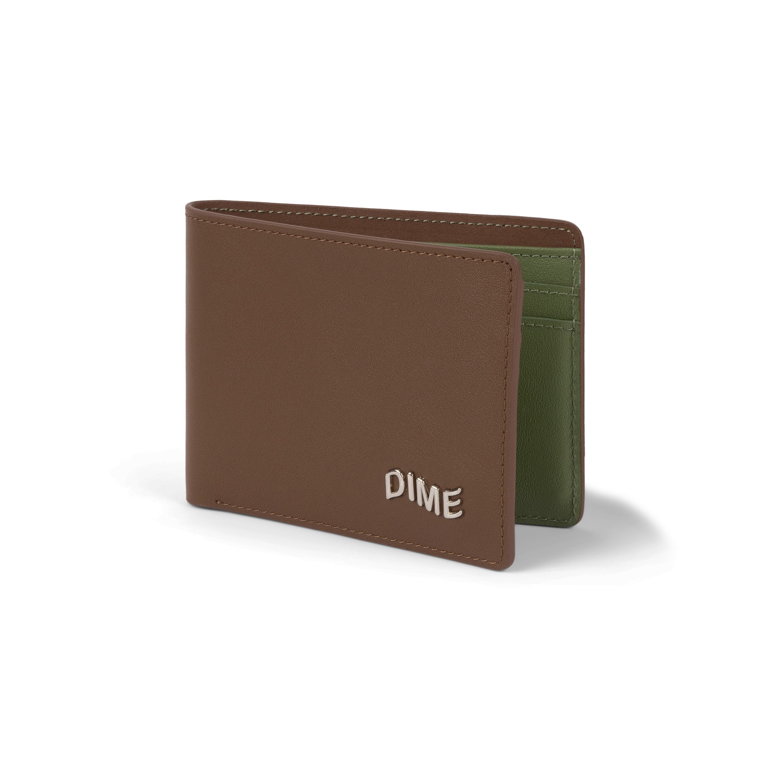 Dime Leather Bifold Wallet - Brown/Olive
