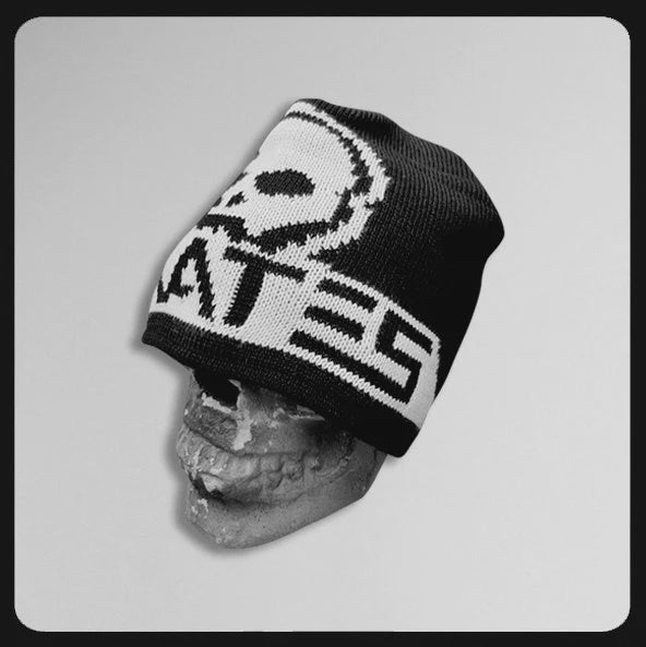 Skull Skates Woven Logo No Cuff Beanie - Black