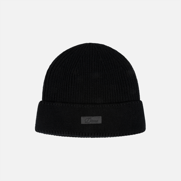 Dime Cursive Rib Beanie - Black