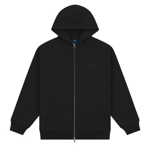 Dime Cursive Small Logo Zip Hooded Sweater - Black/Black