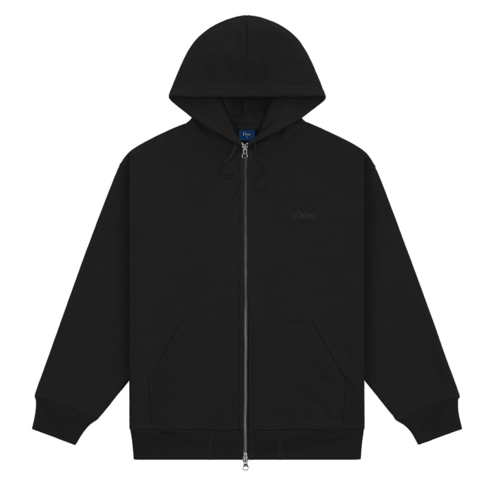 Dime Cursive Small Logo Zip Hooded Sweater - Black/Black