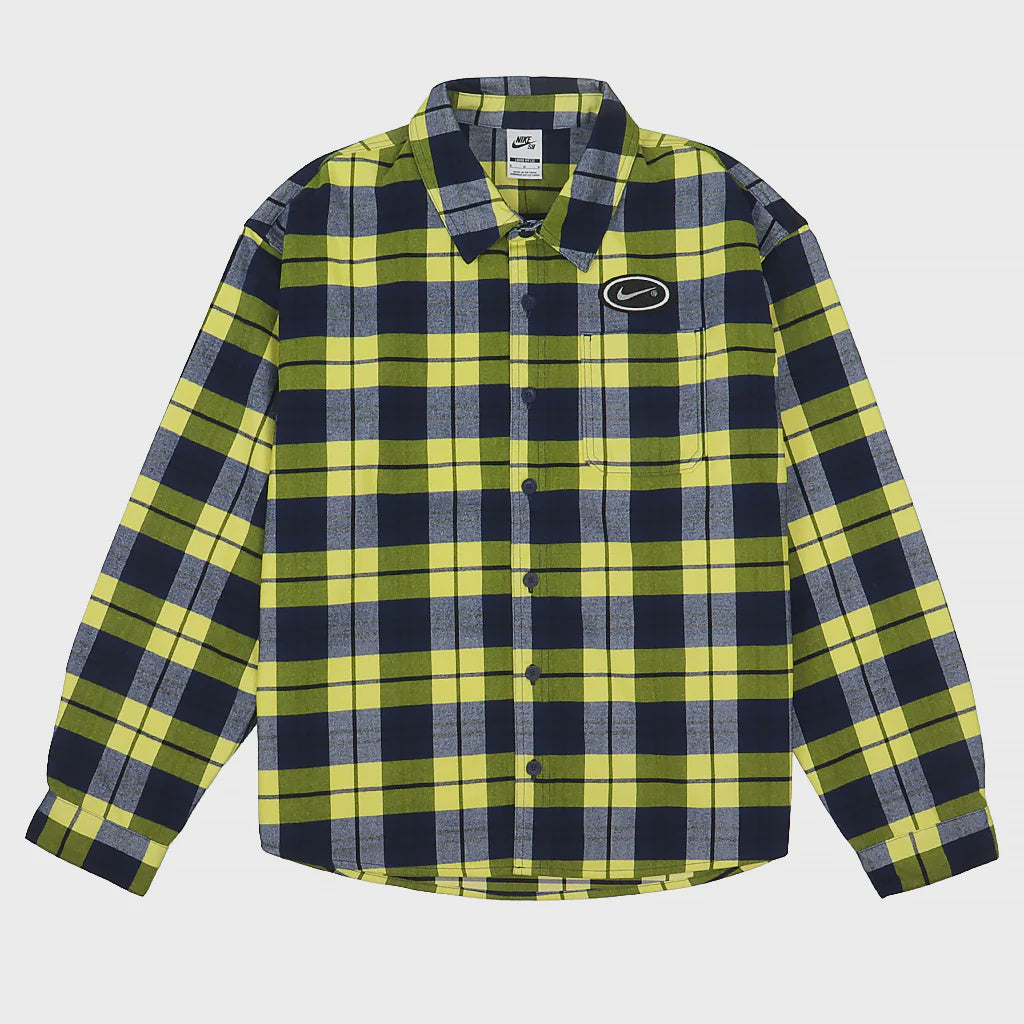 Nike SB Koston Flannel Shirt - Midnight Navy/Speed Yellow