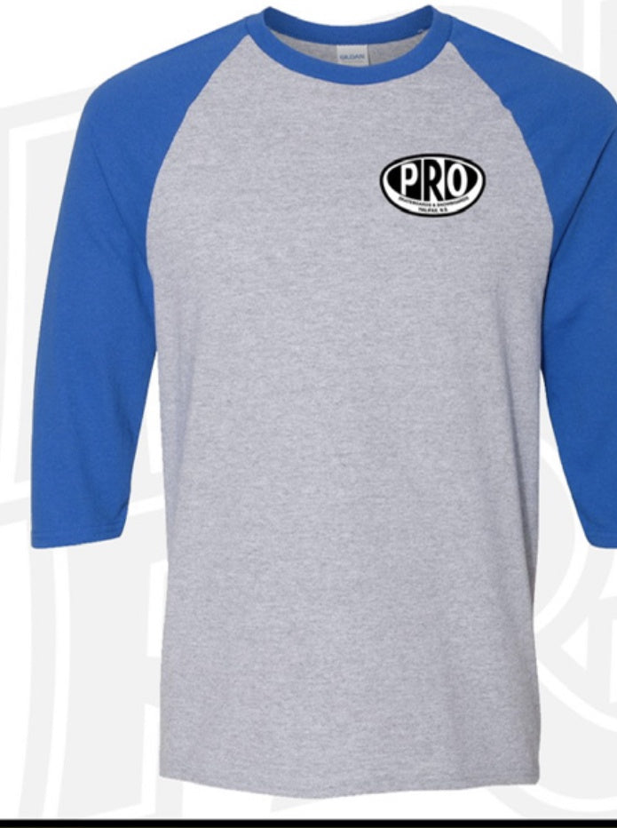 Pro Skates Proval Chest 3/4 T-Shirt - Sport Grey/Royal Blue/White