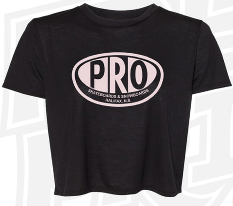 Pro Skates Cropped T-Shirt - Black/Light Pink