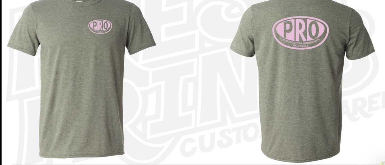 Pro Skates Classic Proval T-Shirt - Heather Military/Pink