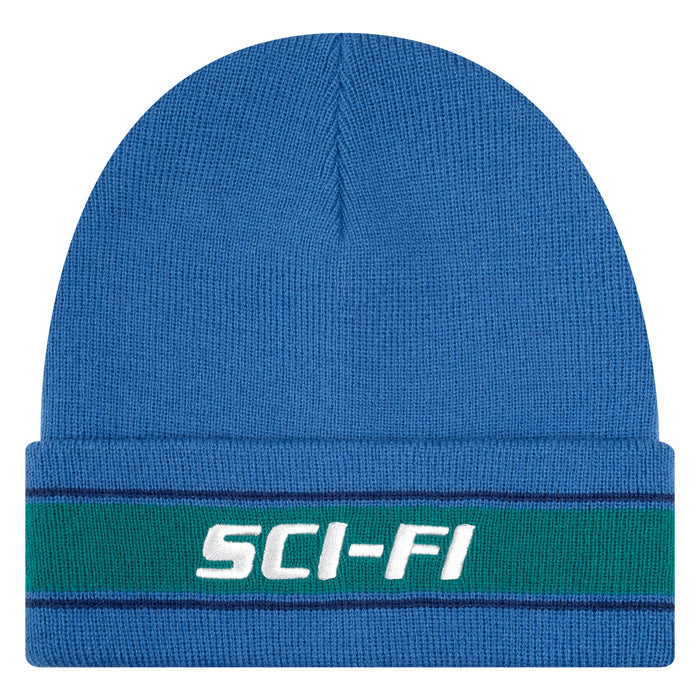 Sci-Fi Fantasy Striped Logo Beanie - Blue