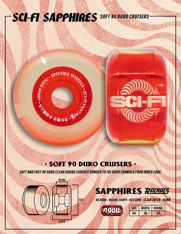 Spitfire x Sci-Fi 90D Sapphires Wheels - Clear/Red