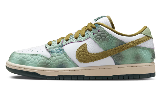 Nike SB Dunk Low Pro QS Shoe Oil Green Desert Moss White Alexis Sablone
