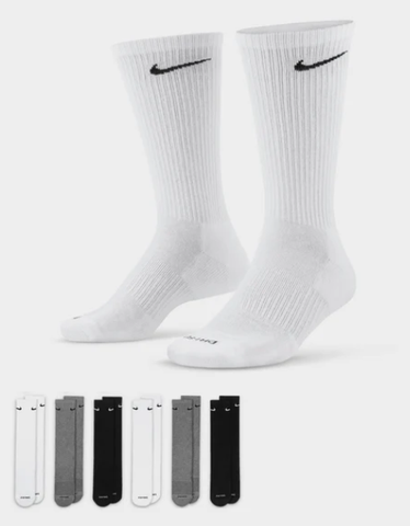 Nike Everyday Plus Cushion Crew Sock 6 Pack - White/Black/Grey