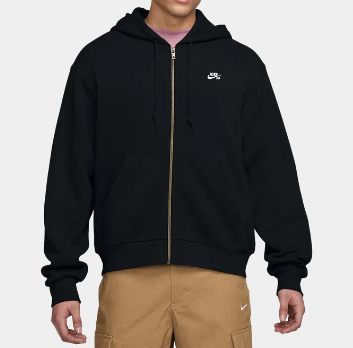 Nike SB Essential Fleece Full Zip Hooded Sweater - Black