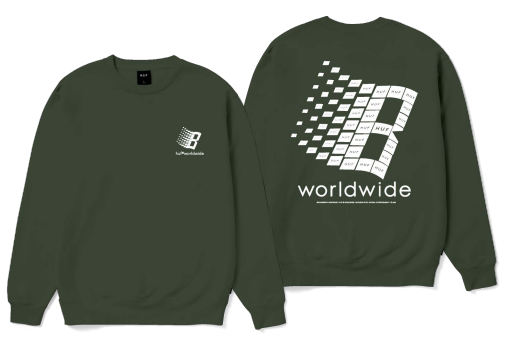 Huf x Bronze 56k Crewneck Sweater - Forest Green