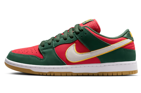 Nike SB Dunk Low Pro PRM Shoe - Fir/White/University Gold/Fire Red