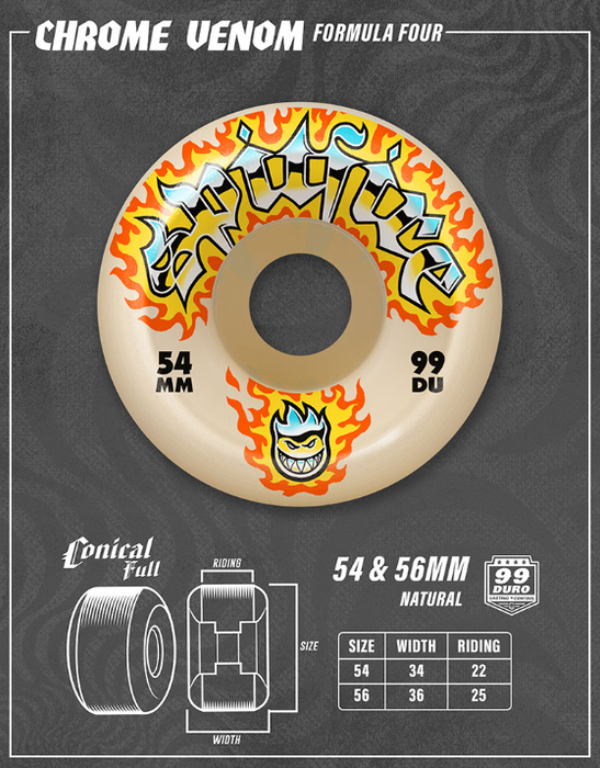 Spitfire F4 99D Chrome Venom Wheels - Natural