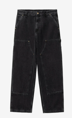 Carhartt WIP Nash Loose Fit Double Knee Pant - Black Stone Washed