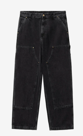 Carhartt WIP Nash Loose Fit Double Knee Pant - Black Stone Washed
