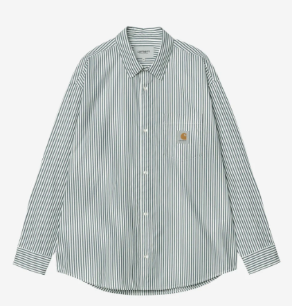 Carhartt WIP Daldry L/S Stripe Shirt - Office Blue/Wax