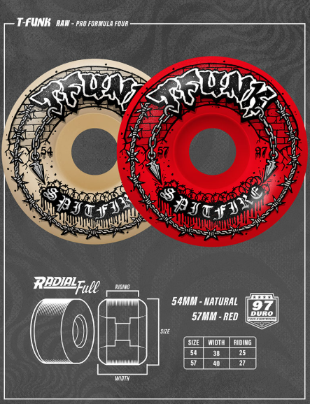 Spitfire T-Funk Raw F4 97D Radial Full Wheels