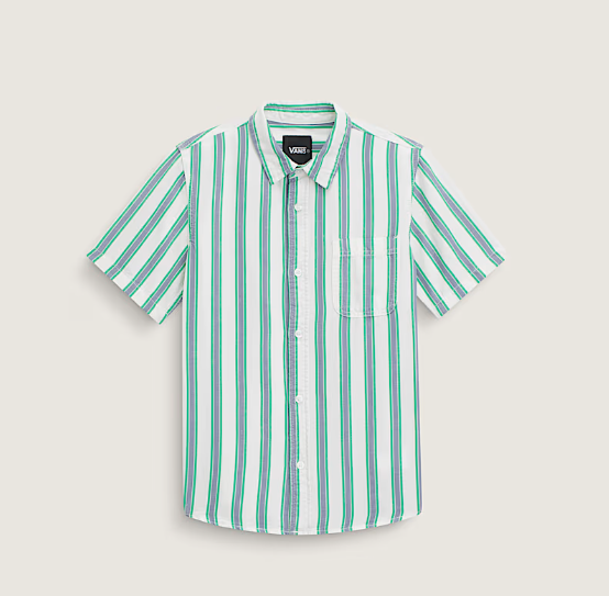 Vans Lawson Strip Button Up Shirt - White/Vivid Verdant Green
