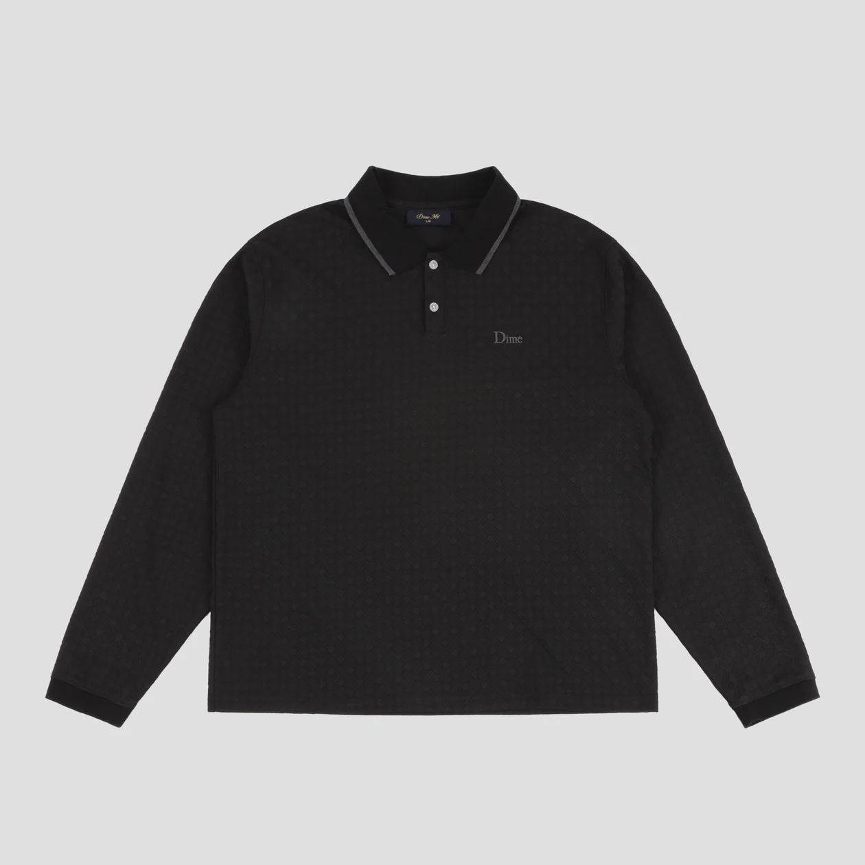Dime Jacquard L/S Polo Shirt - Black