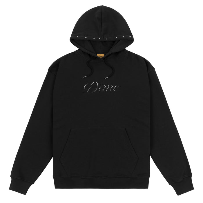 Dime Cursive French Terry Hooded Sweater - Black