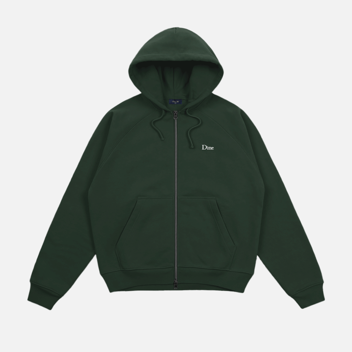Dime Classic Logo Zip-Up Hooded Sweater - Mountain Green
