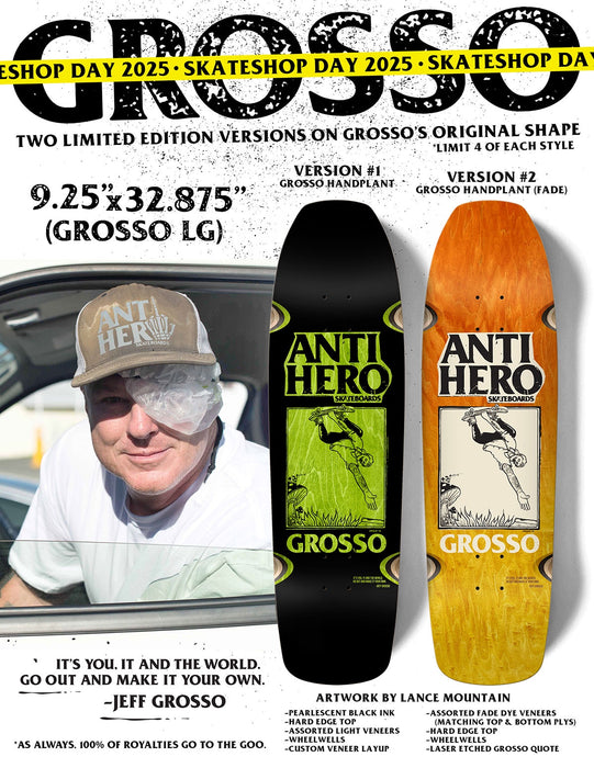 Anti Hero Grosso Hand Plant SSD 2025 Deck - Black Wheel Wells