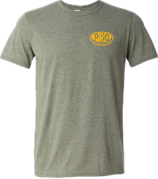 Pro Skates Chest Proval T-Shirt - Heather Military Green/Yellow