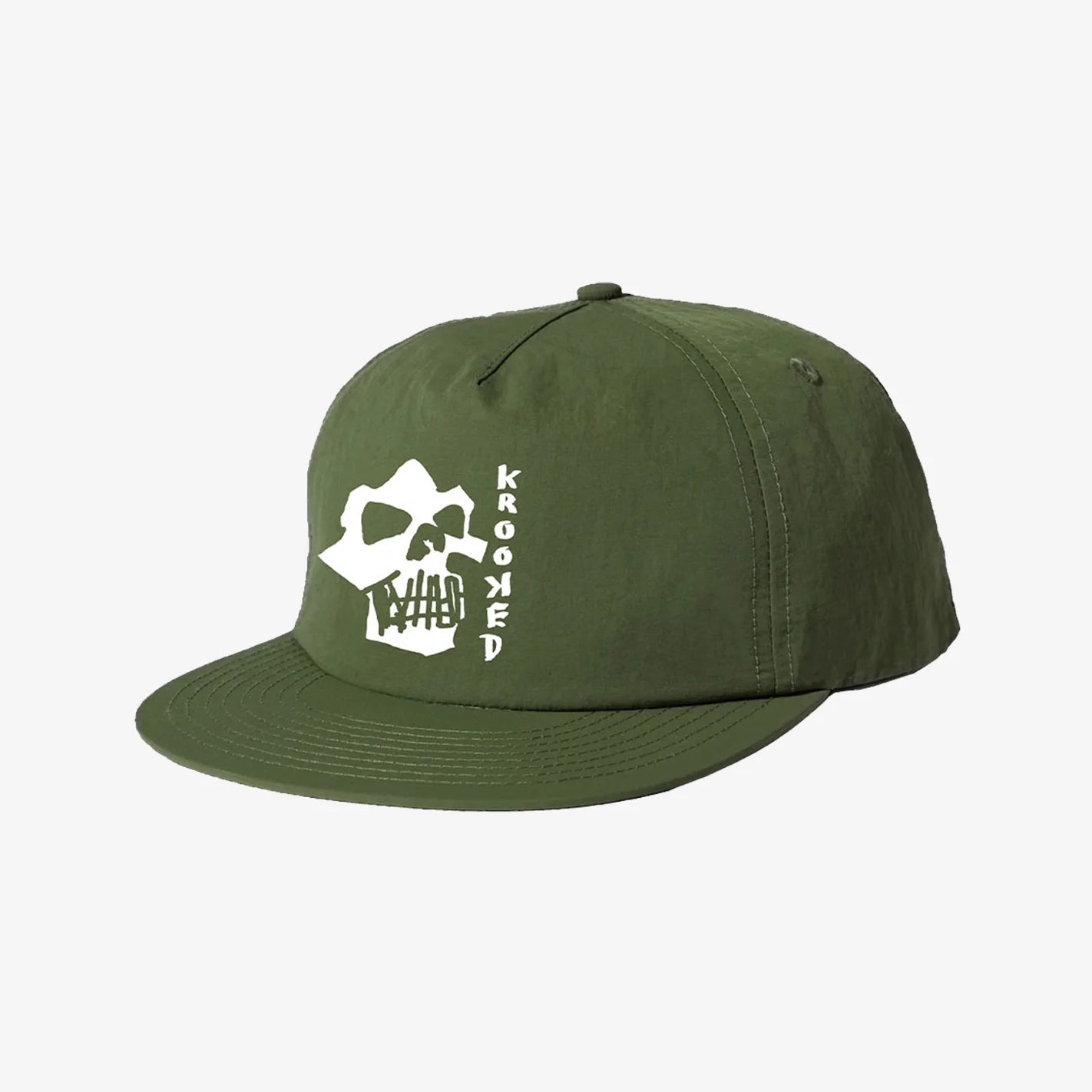 Krooked Skulls Snapback Cap - Olive