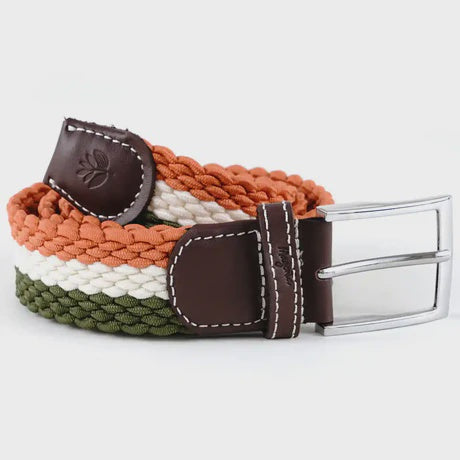 Magenta Tri Braided Belt - Khaki