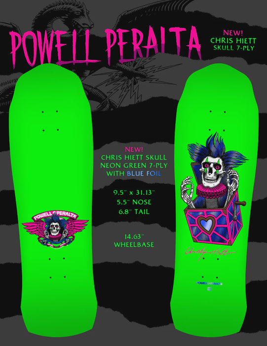Powell Peralta Hiett Skull Maple Deck - Neon Green