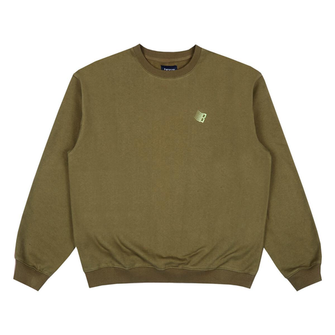 Bronze 56k B Logo Embroidered Crewneck Sweater - Olive