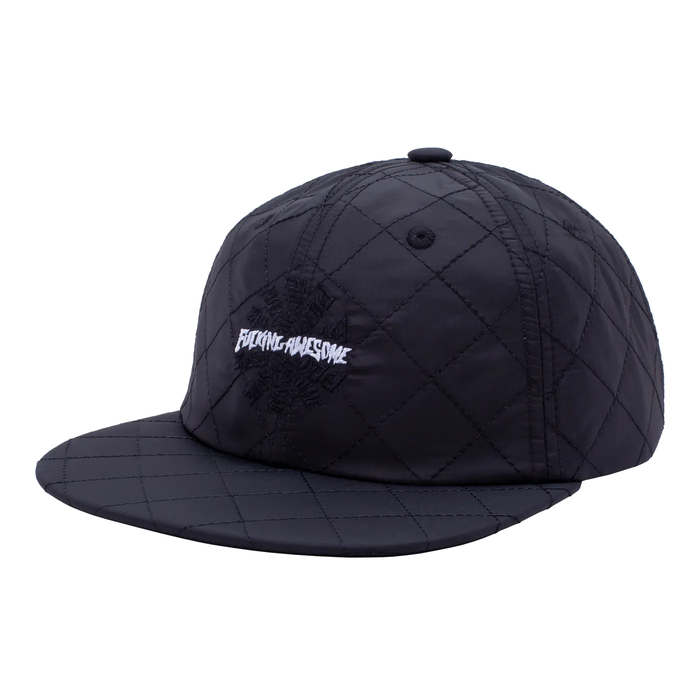Fucking Awesome Quilted Spiral 6 Panel Strapback Cap - Black