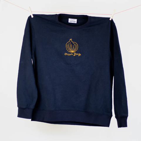 Onion Bags Hand-Embroidered Crewneck Sweater - Navy