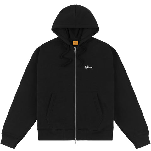 Dime Cursive Small Logo Zip Hooded Sweater - Black