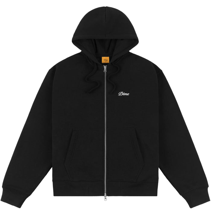 Dime Cursive Small Logo Zip Hooded Sweater - Black