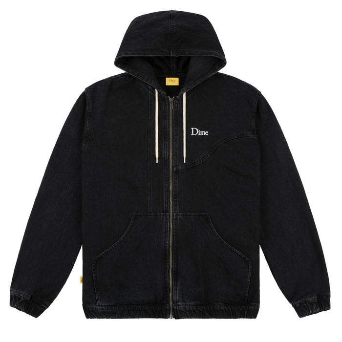 Dime Hooded Denim Bomber Jacket - Black