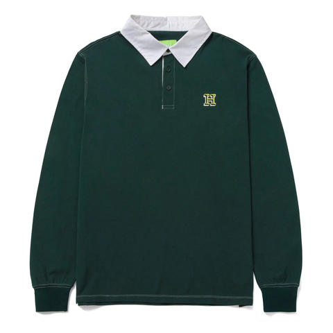 Huf Longden L/S Polo Shirt - Forest Green