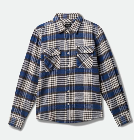 Brixton Bowery L/S Flannel Shirt - Pacific Blue/Whitecap/Black