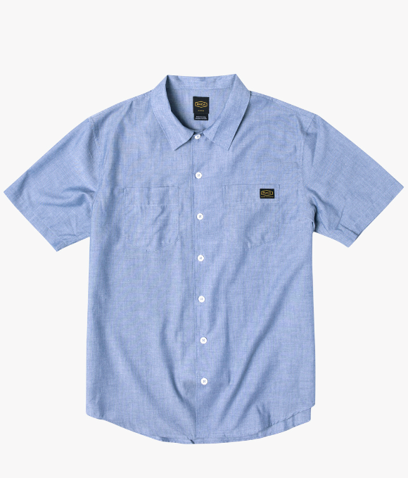 RVCA Dayshift S/S Button Up Shirt - Blue Chambray
