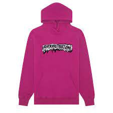 Fucking Awesome Dill Cut Up Logo Hooded Sweater - Magenta