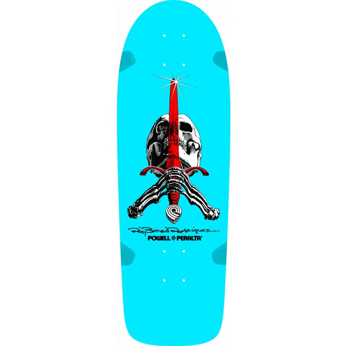 Powell Peralta Rodriguez OG Skull & Sword Spoon Nose Deck - Light Blue